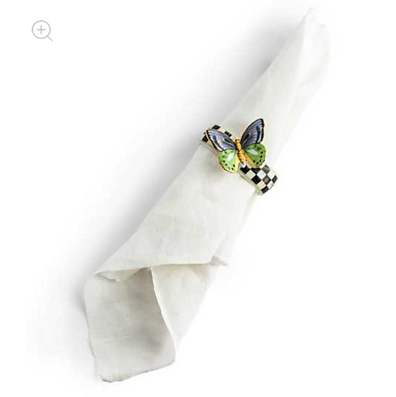 Butterfly Toile Napkin Rings, Set of 4