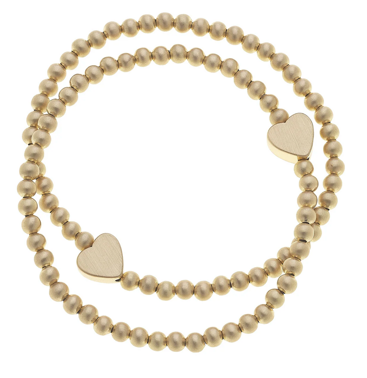 Isa Heart Ball Bead Stretch Bracelets (Set of 2)