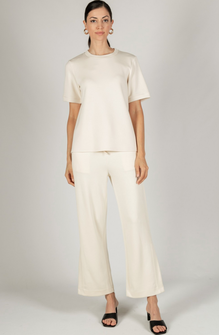 Scuba Modal Wide Leg Pants - Cream