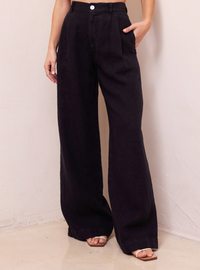 Pleated Wide Leg Linen Trouser