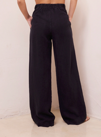 Pleated Wide Leg Linen Trouser