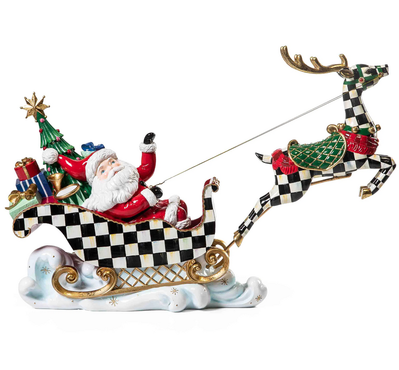 Granny Kitsch Illuminated Sleigh Ride Santa