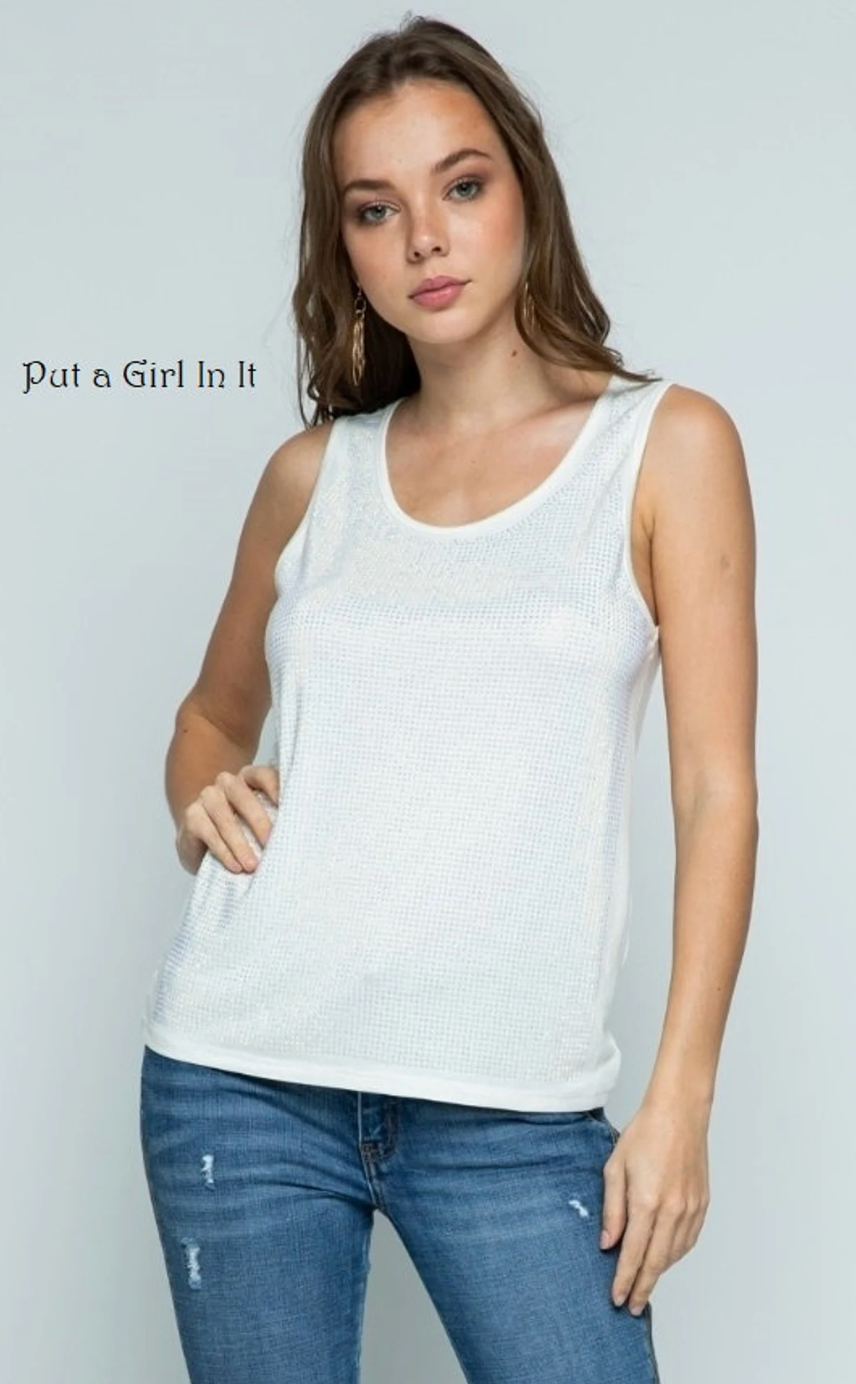 Scoop Neck Tank with Rhinestones