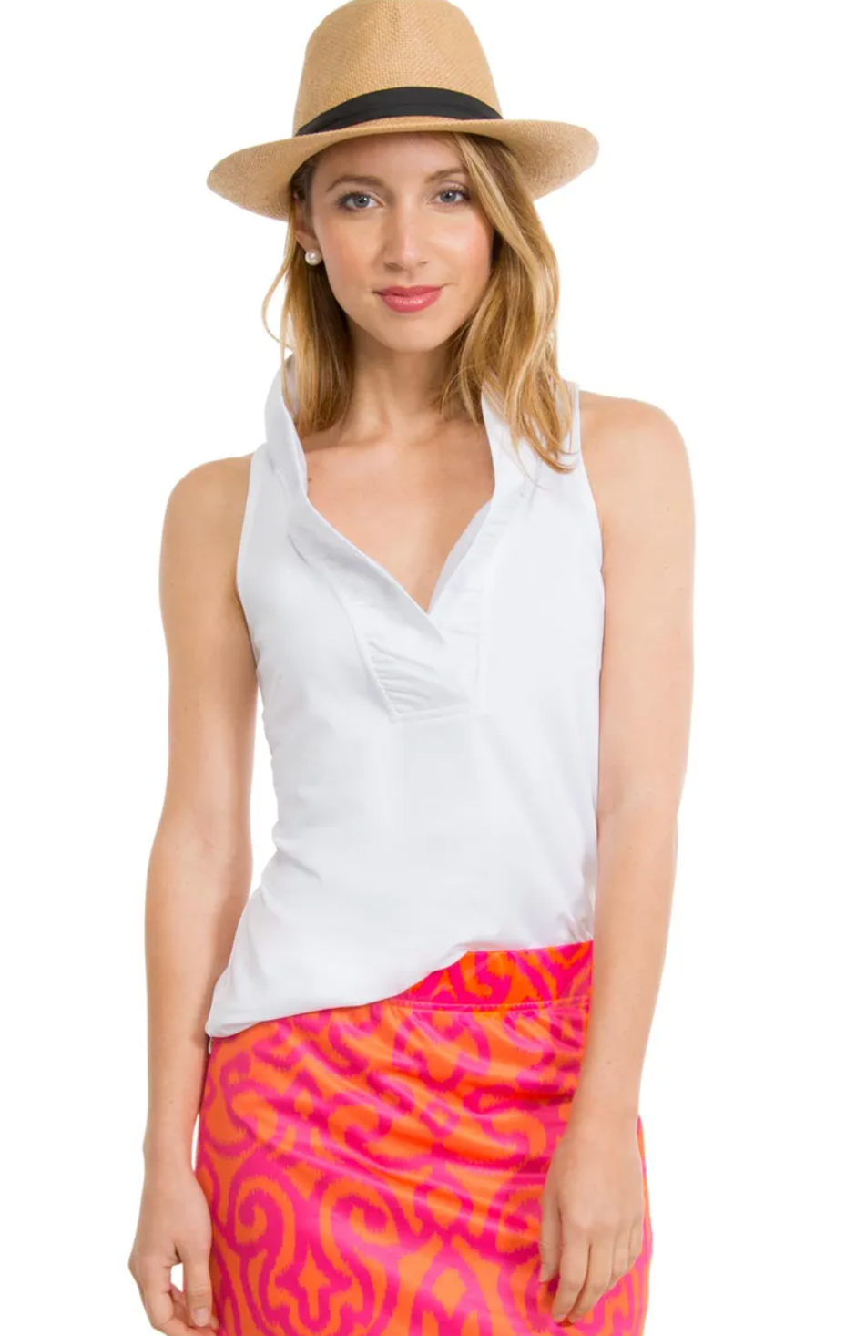 Jersey Sleeveless Ruffneck Top - Solid