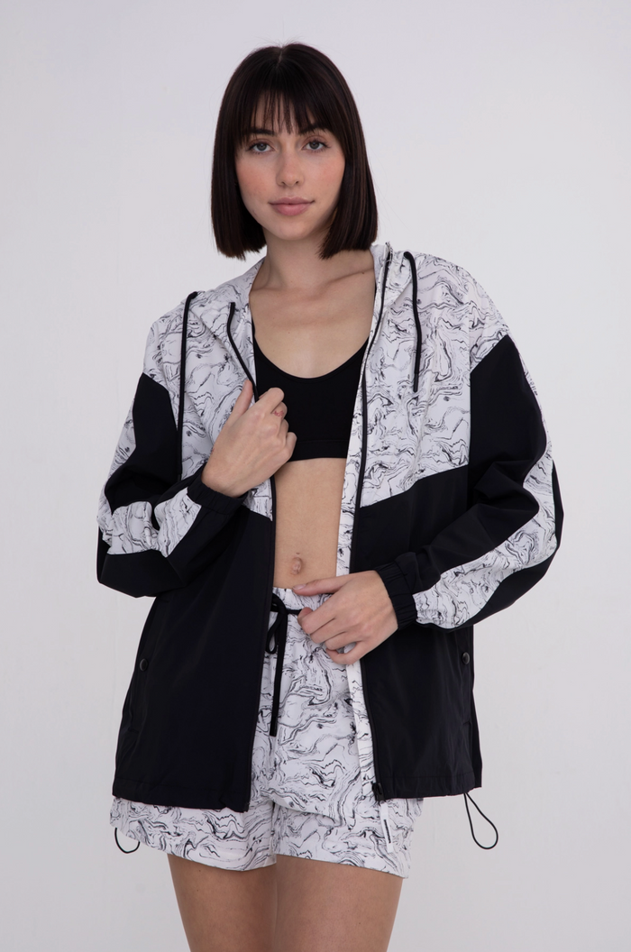 Color Block Marbled Swirls Active Jacket
