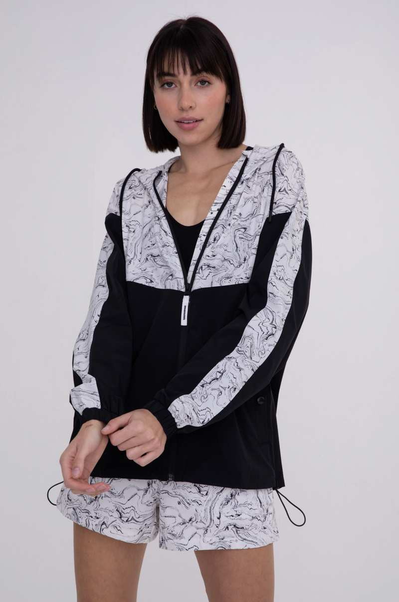 Color Block Marbled Swirls Active Jacket