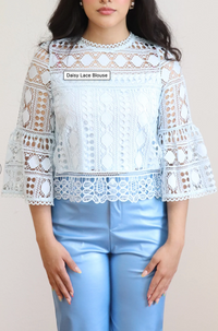 Lace Bell Sleeve Woven Top