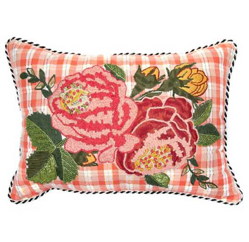 Tattersall Rose Lumbar Pillow