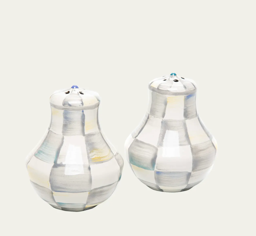 Sterling Check Salt & Pepper Shakers