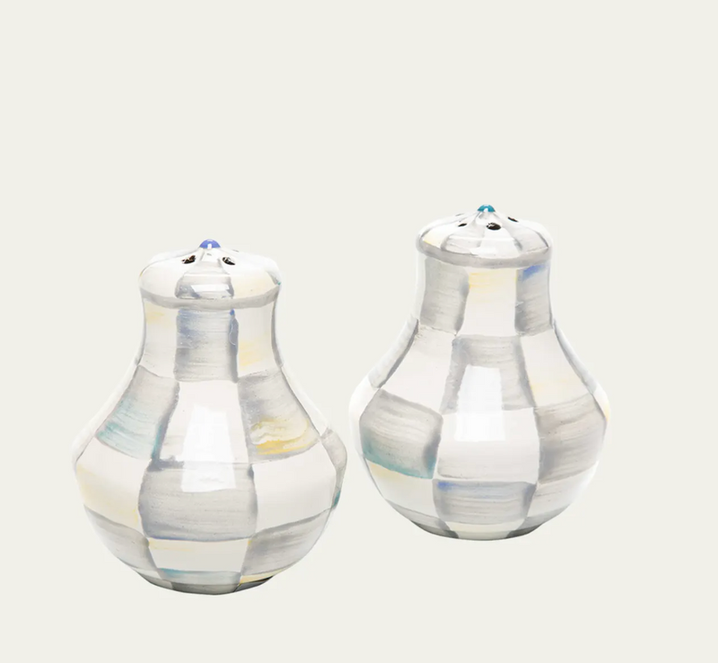 Sterling Check Salt & Pepper Shakers