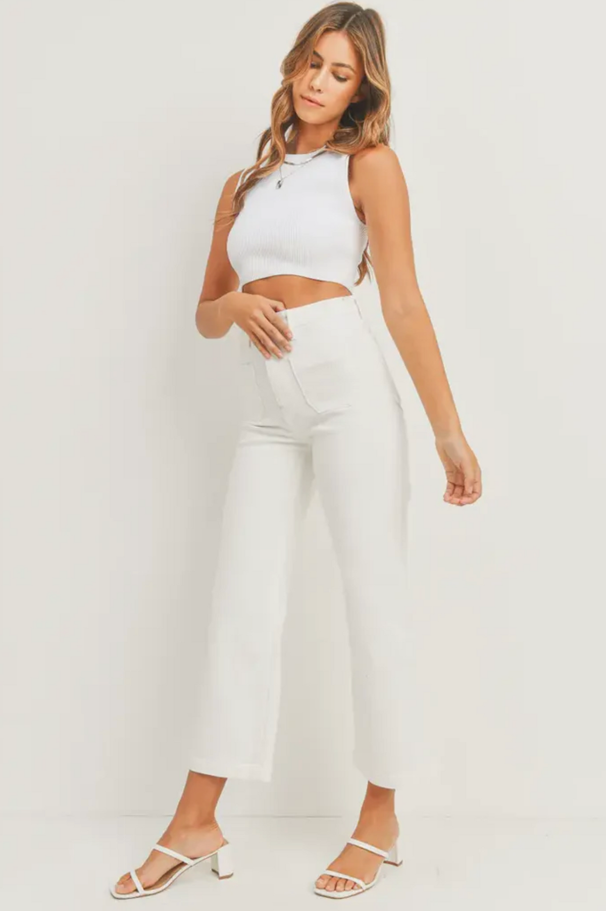 OFF WHITE PATCH POCKET WIDE LEG