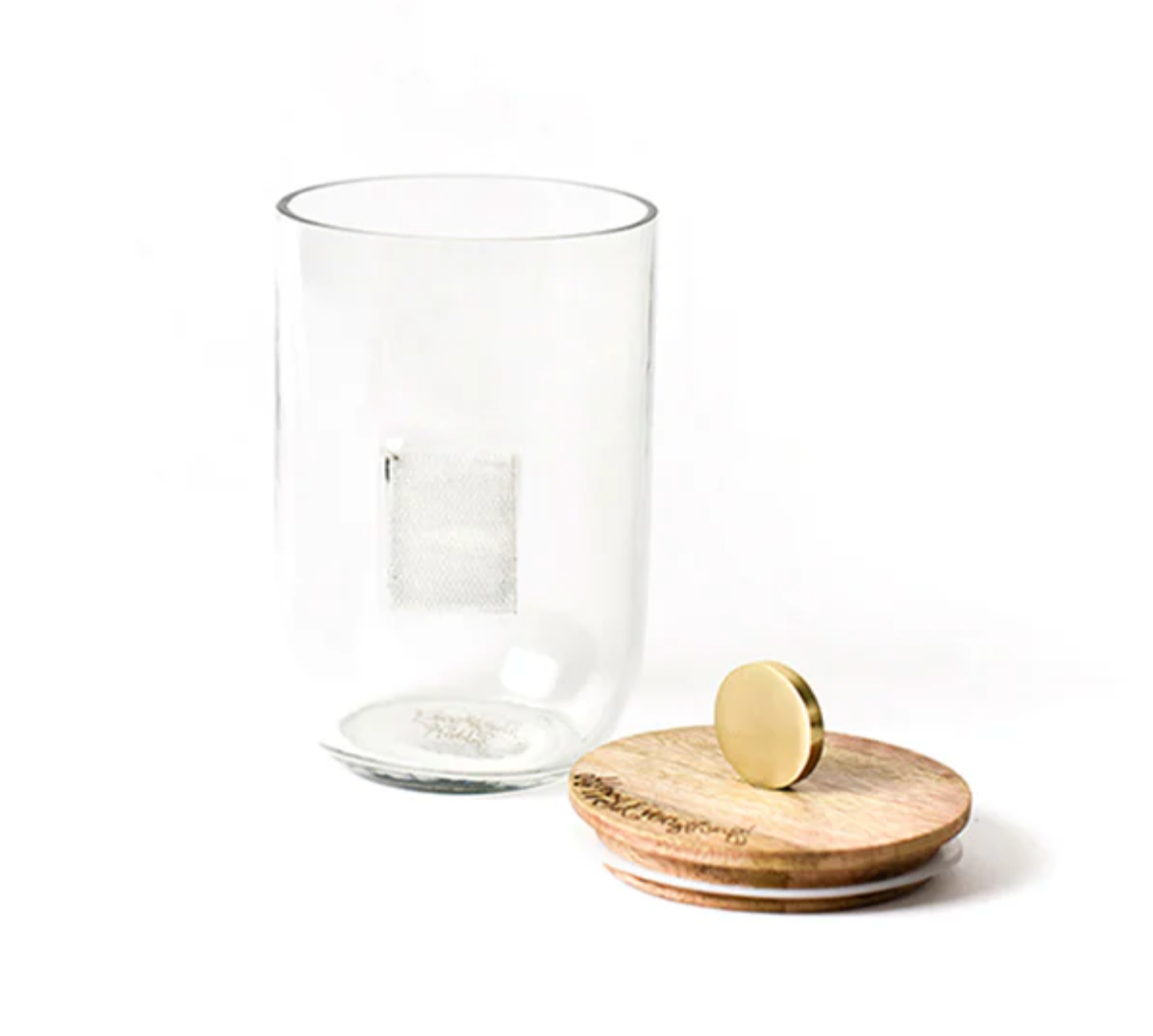 Happy Everything Mini Small Wooden Lid Glass Jar