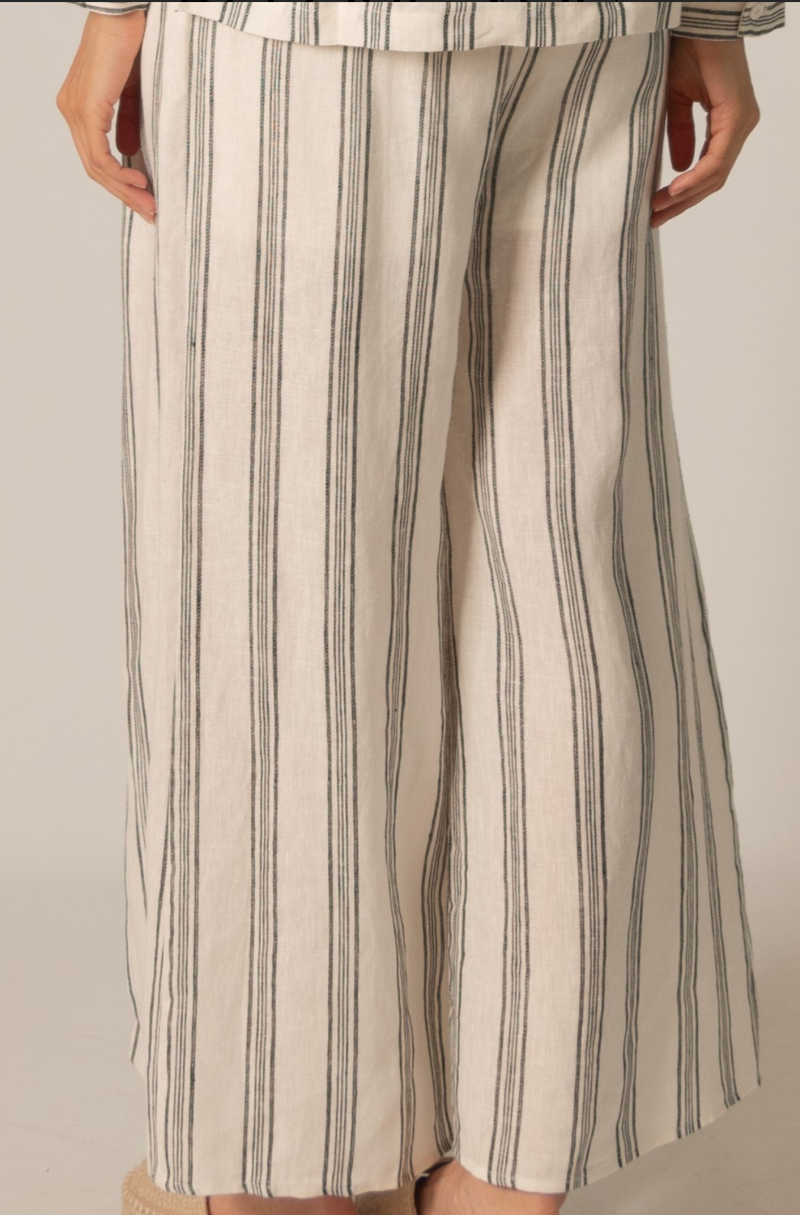 P. CILL Print Linen Lined Wide Leg Pants