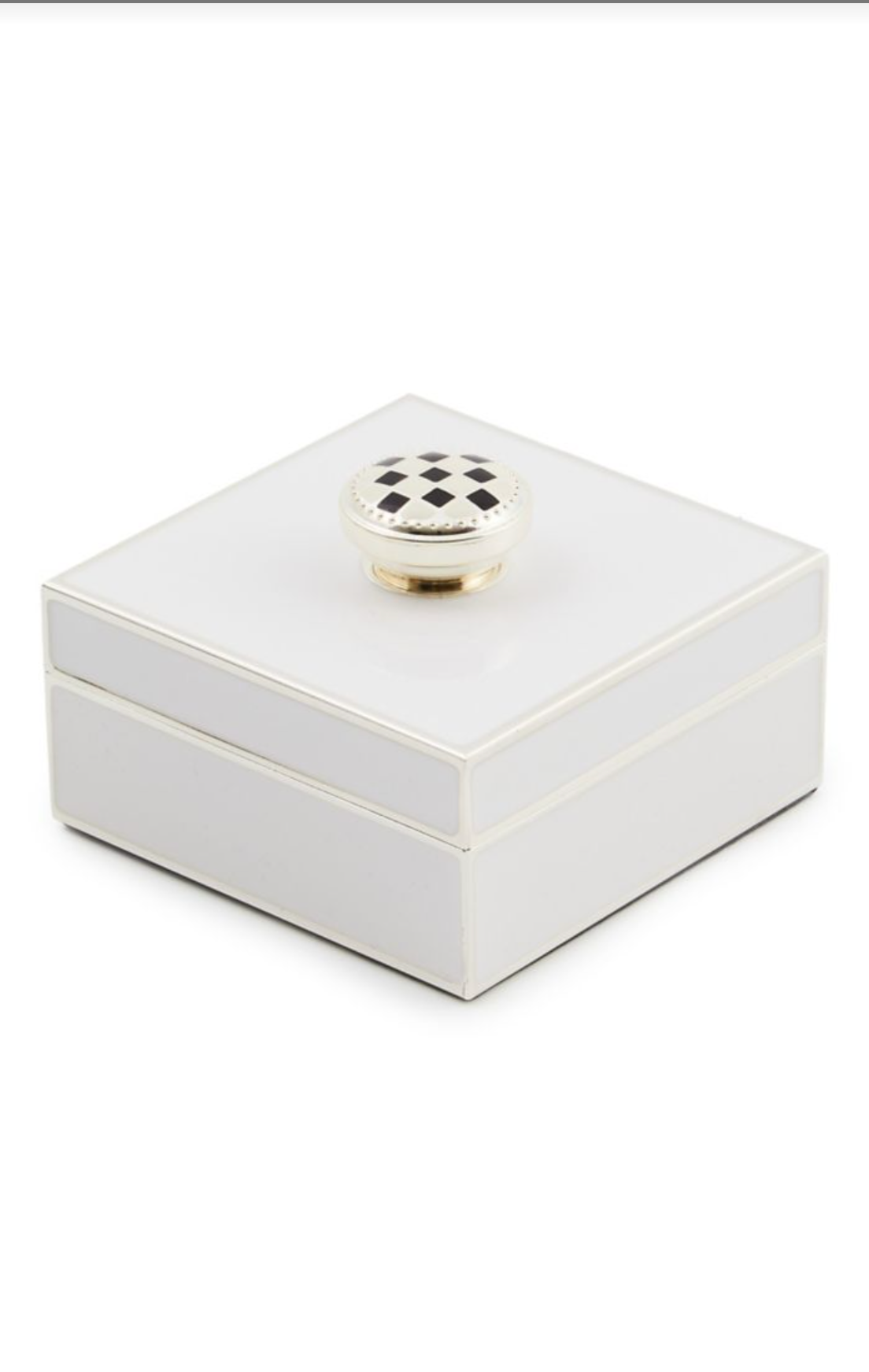 White Silver Plated Trinket Box with Check Knob