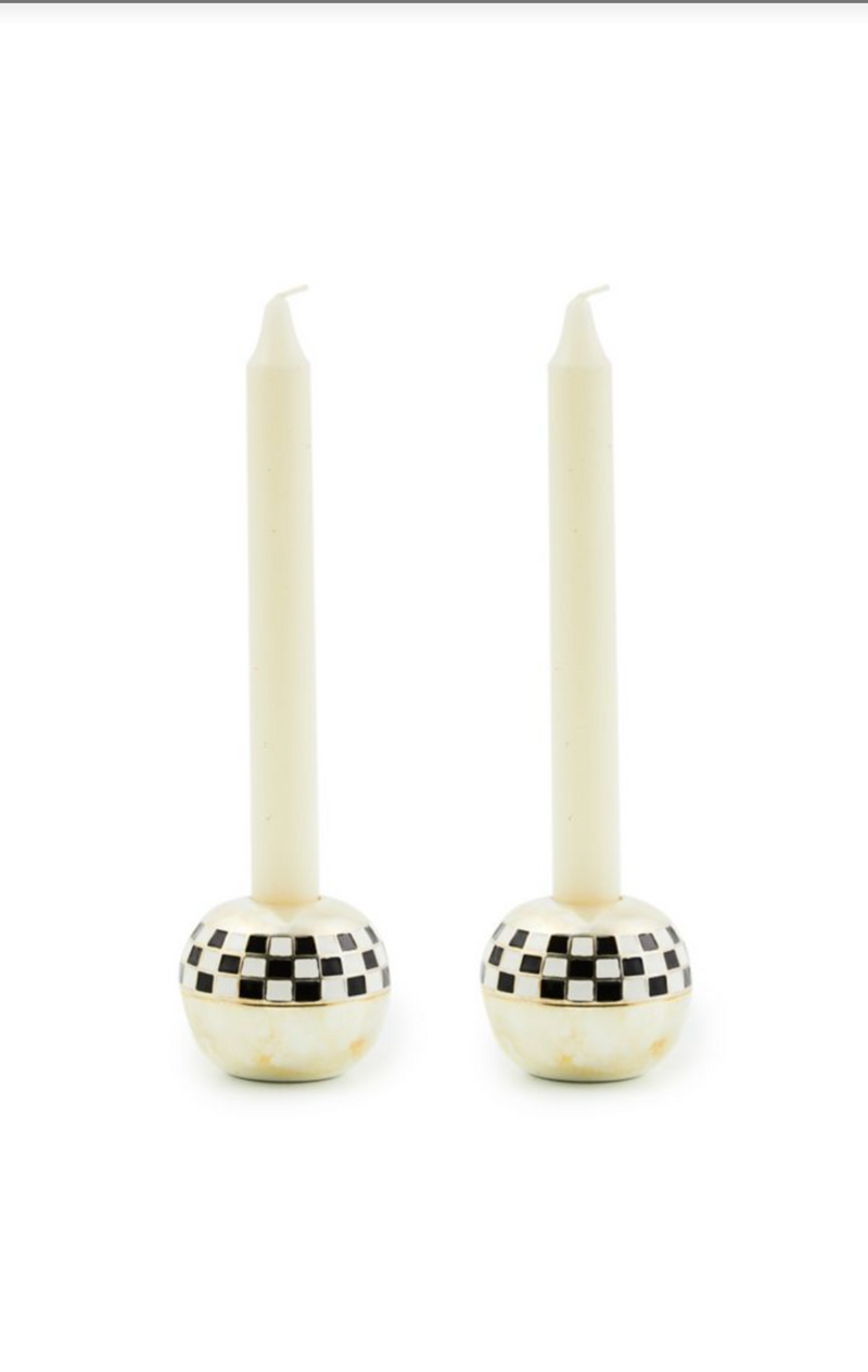 Large Sphere Check Candle Holders, set of 2