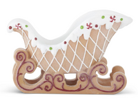 14 Inch Resin Frosted Gingerbread Sleigh