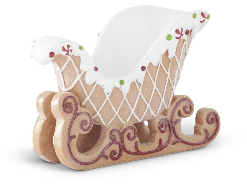 14 Inch Resin Frosted Gingerbread Sleigh