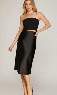 MIDI SATIN SKIRT