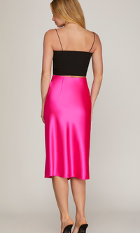 MIDI SATIN SKIRT