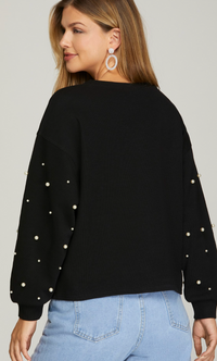 LONG SLEEVE PEARL HEAVY KNIT TOP