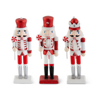 Assorted Red and White Glittered Wood Nutcrackers (3 Styles)