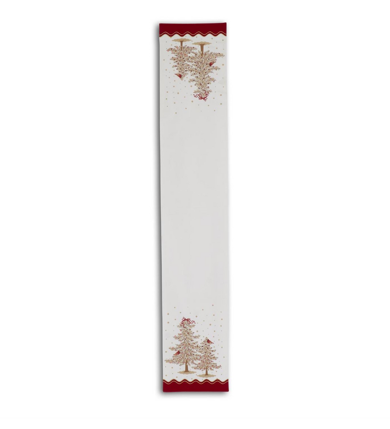 72 Inch Cardinals & Trees Table Runner w/Sequins