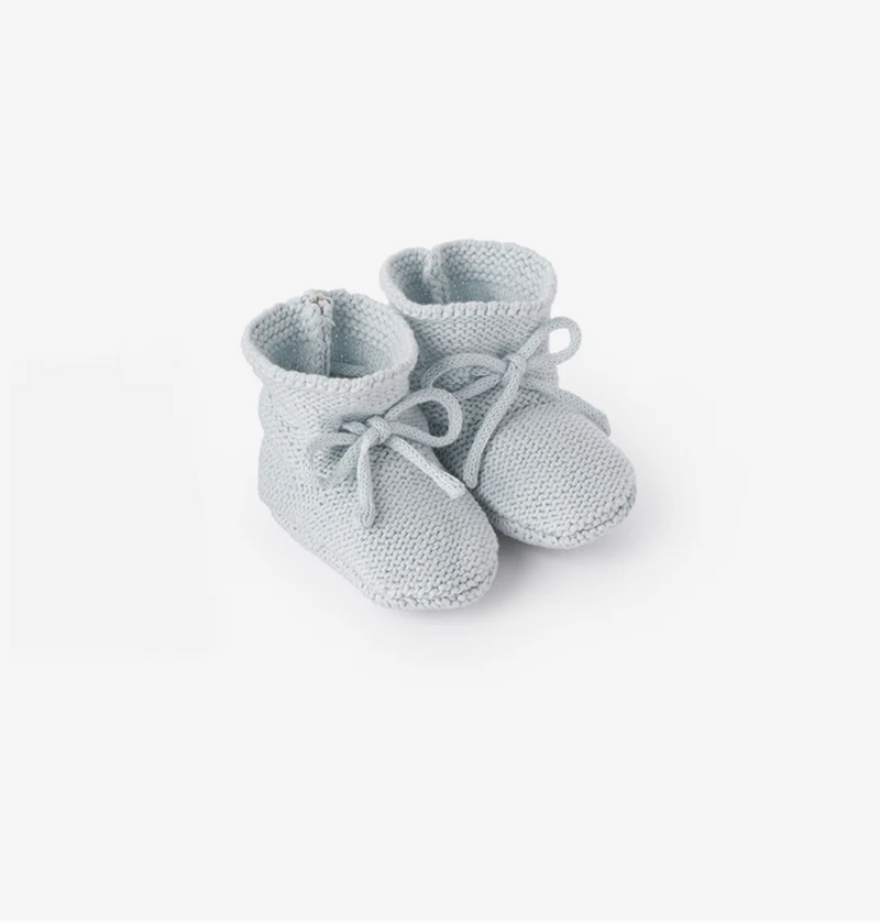 Pale Blue Garter Knit Baby Booties