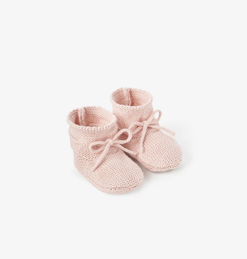 Pale Pink Garter Knit Baby Booties