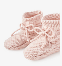 Pale Pink Garter Knit Baby Booties