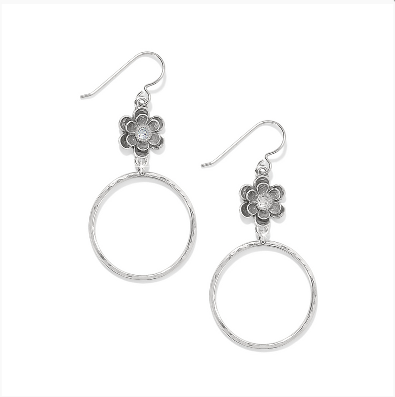 Metal Petal Hoop French Wire Earrings