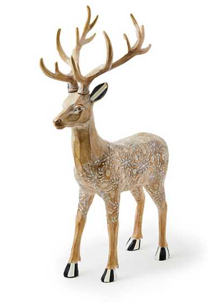 Farmhouse Holiday Standing Block Print Deer Figurine