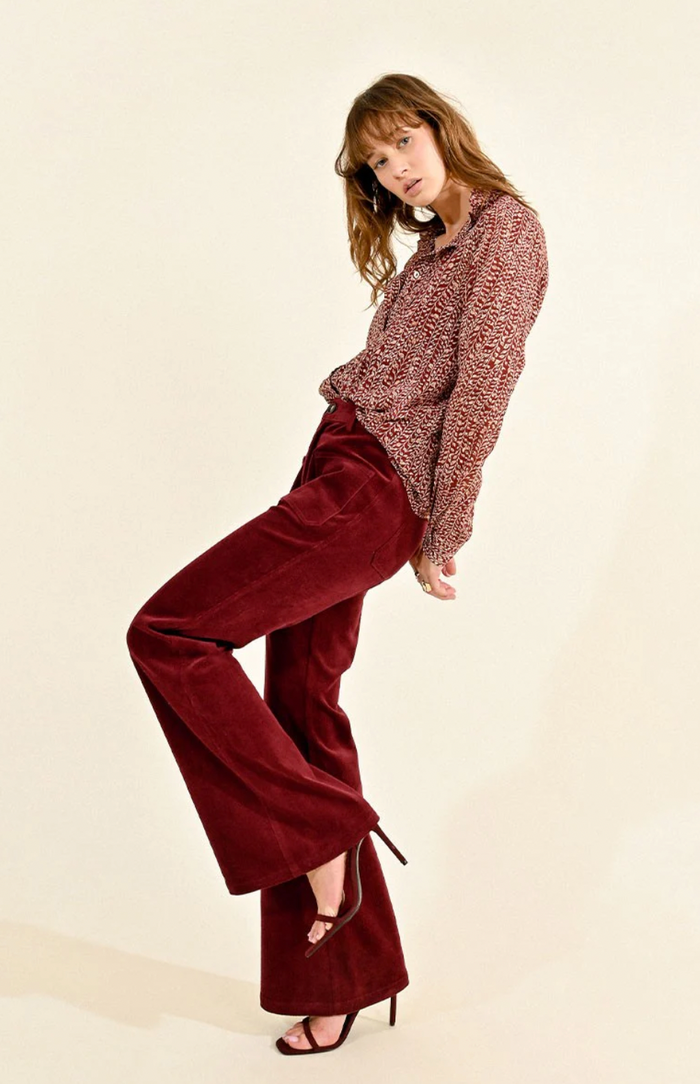 VELVET FLARE PANTS