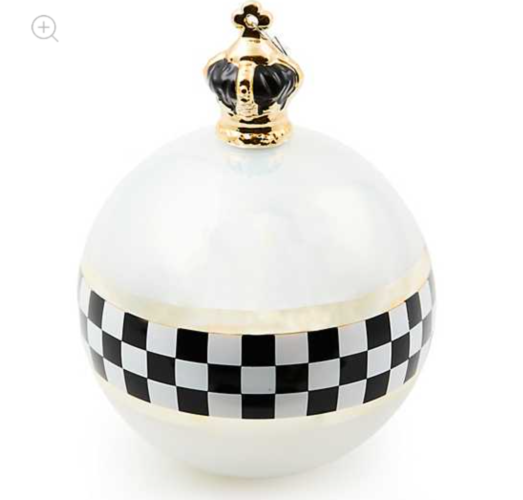 Black & White Crown Jumbo Glass Ball Ornament