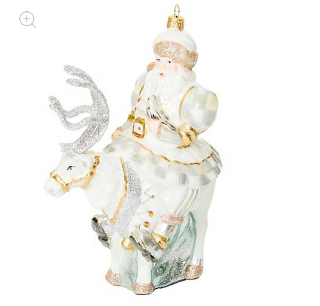 Crystal Palace Santa on Reindeer Glass Ornament