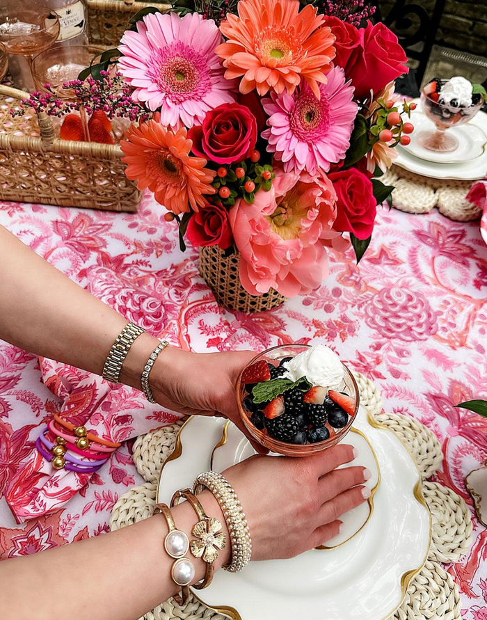 Jackie Pearl-Studded Statement Bangle in Ivory