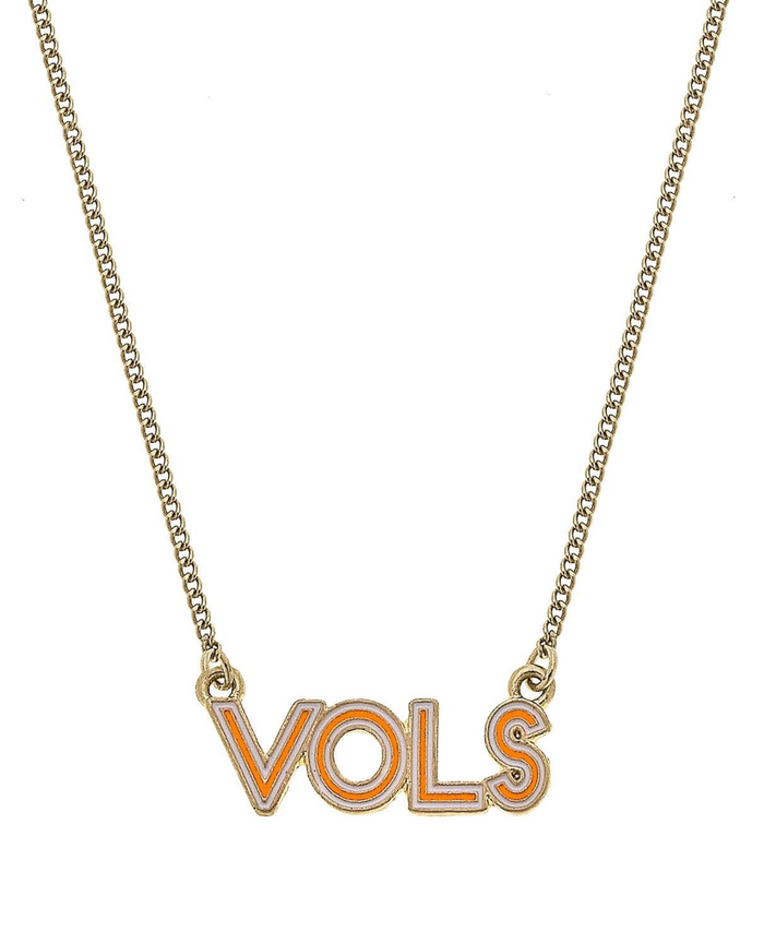 Tennessee Volunteers Outline Enamel Necklace in Orange/White