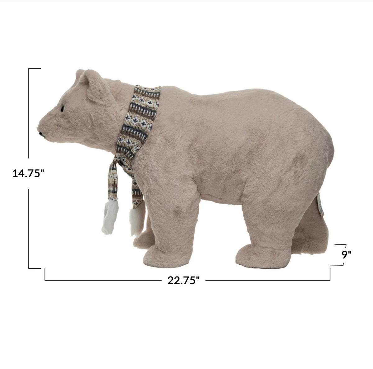 Faux Fur Standing Polar Bear w/ Scarf,