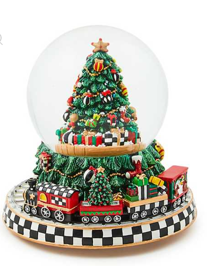 Cozy Christmas Tree & Train Snow Globe