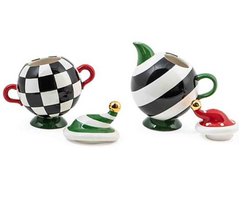 Granny Kitsch Tipsy Creamer & Sugar Set