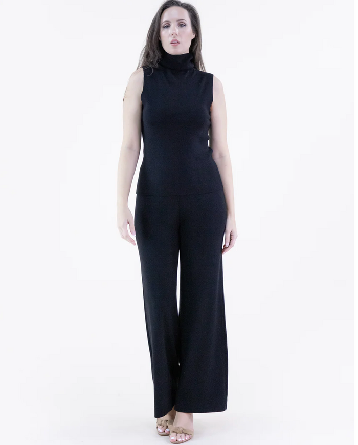 Classy Tight Knit Sleeveless Turtle Neck Top