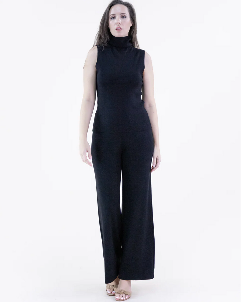 Classy Tight Knit Sleeveless Turtle Neck Top