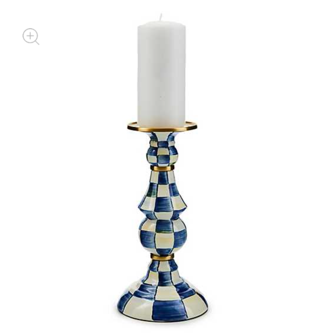 Royal Check Large Pillar Candlestick