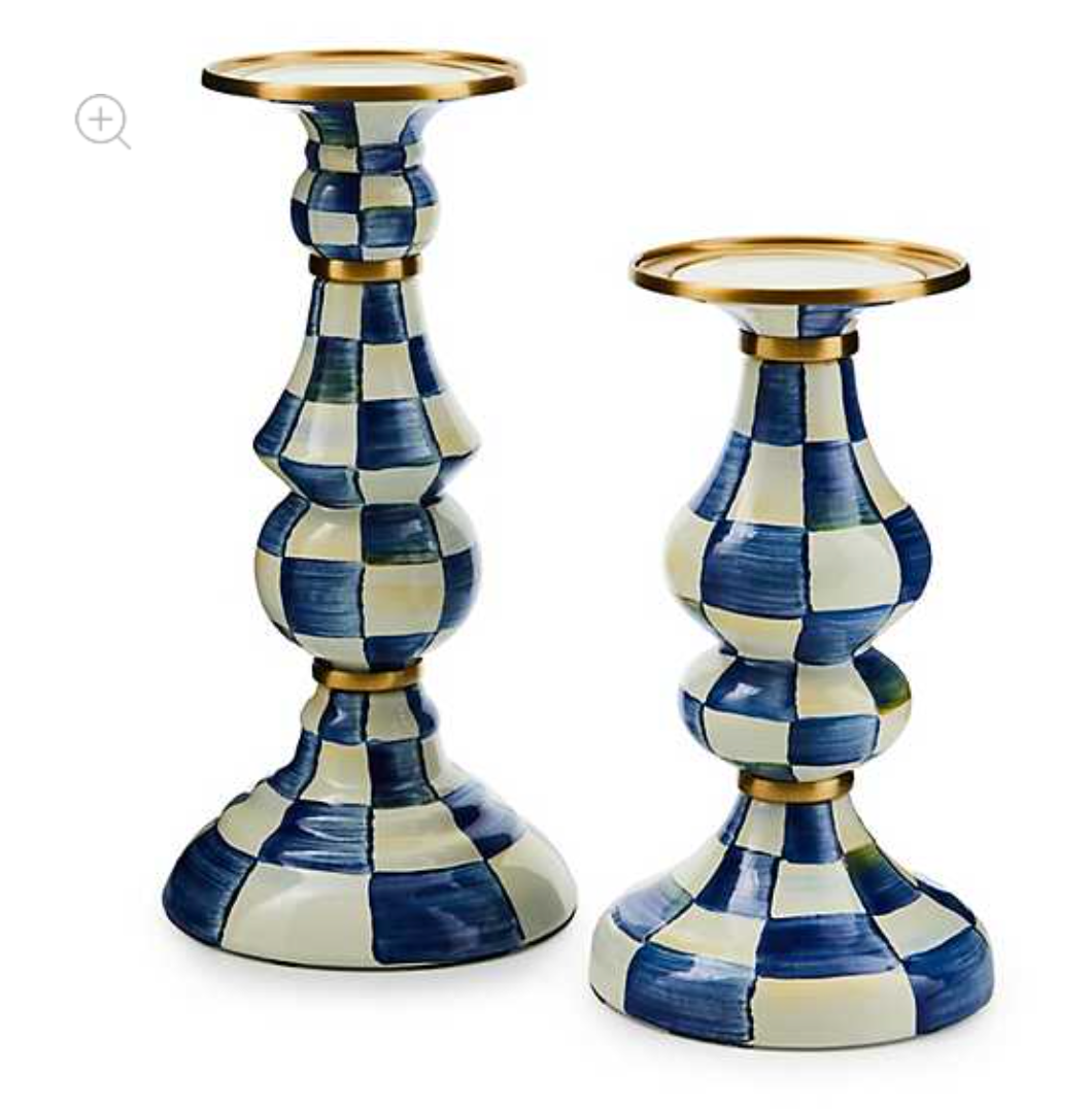 Royal Check Large Pillar Candlestick