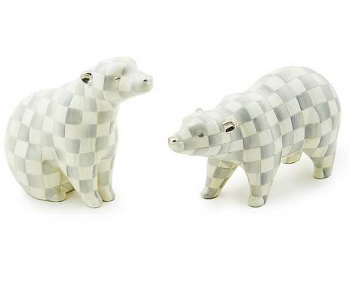 Sterling Check Polar Bear Figurines, Set of 2