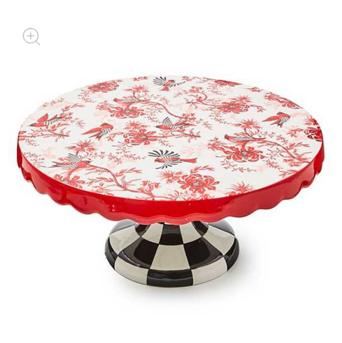 Cardinal Toile Large Pedestal Platter