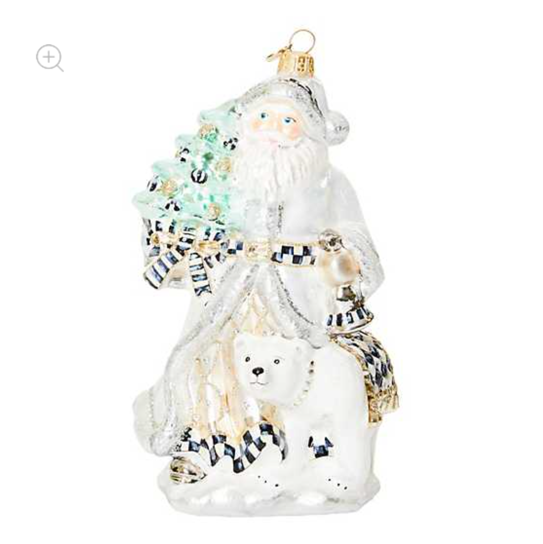 Crystal Palace Santa and Polar Bear Glass Ornament