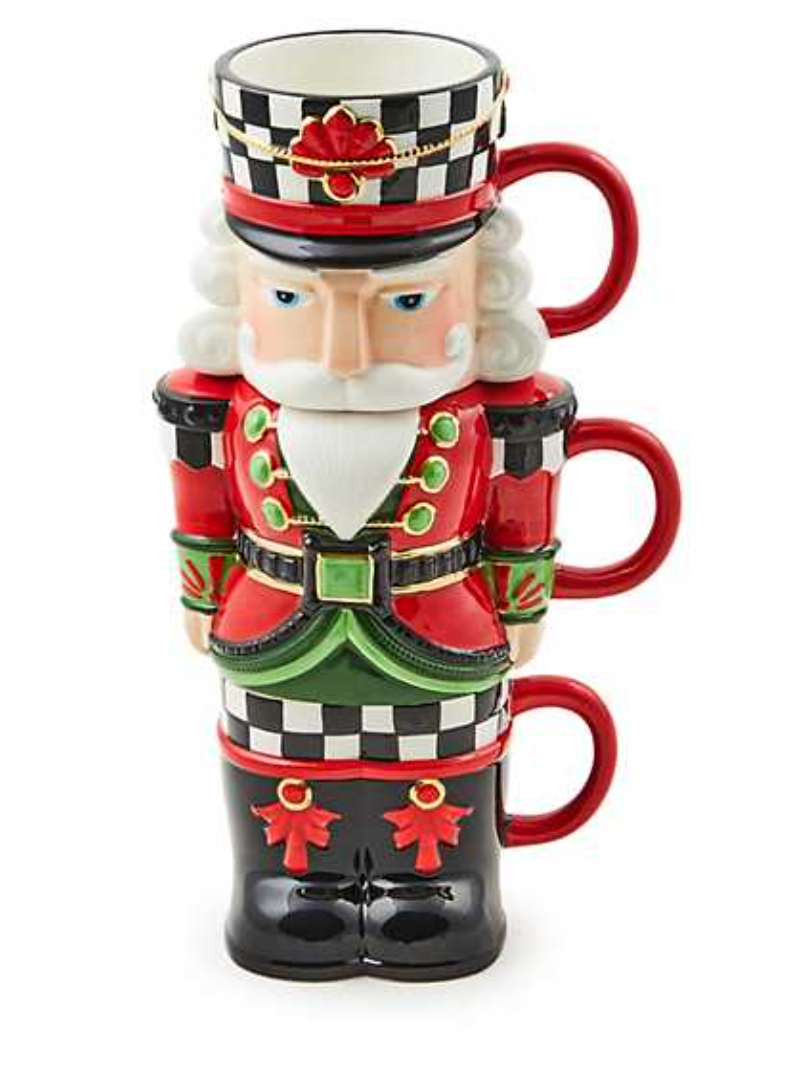 Classic Courtly Nutcracker Stacking Mugs, Set of 3