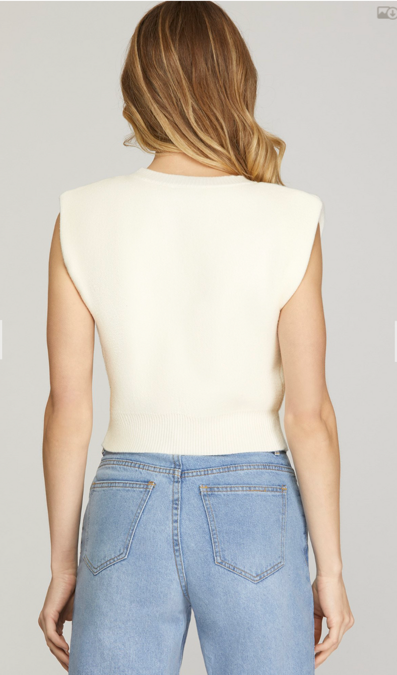 SLEEVELESS SWEATER CROP TOP