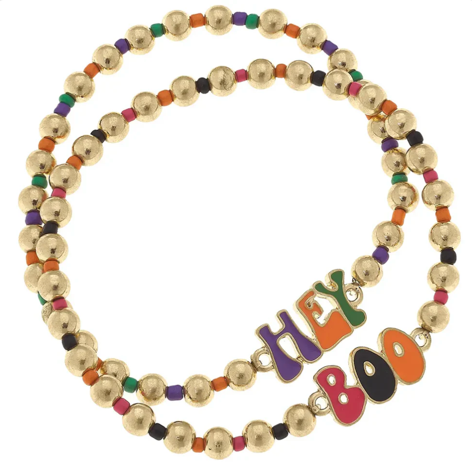 Hey Boo Halloween Ball Bead Stretch Bracelets (2)