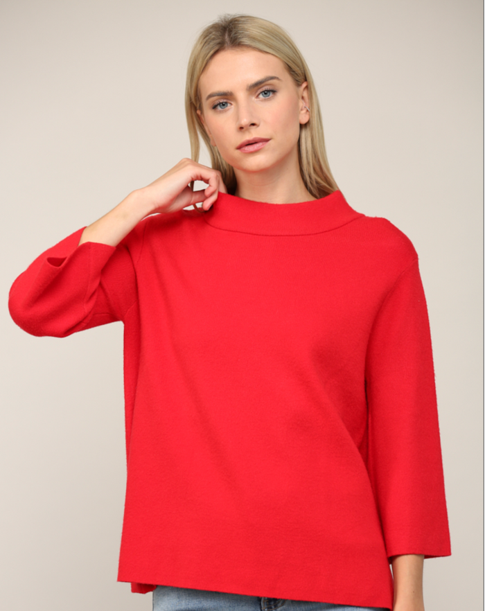 MOCK NECK PULL OVER SWEATER/BELL SLEEVE